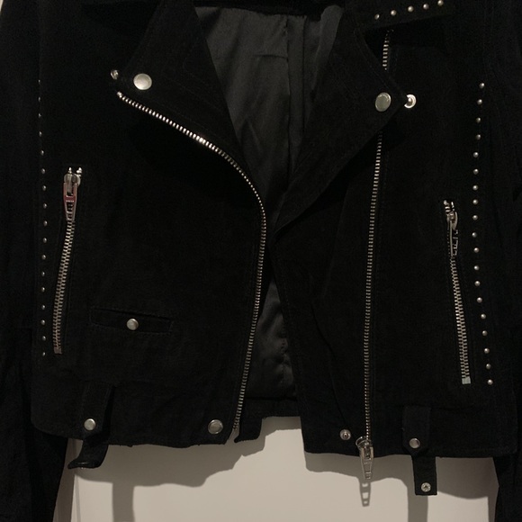 Blank NYC Suede Luxury No Limit Motorcycle "Moto" Style Jacket Black Studded S - Picture 7 of 16